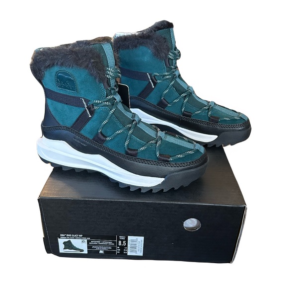 Sorel Ona RMX Glacy Waterproof Teal and black Boots Size 8.5  NWT - Picture 1 of 10